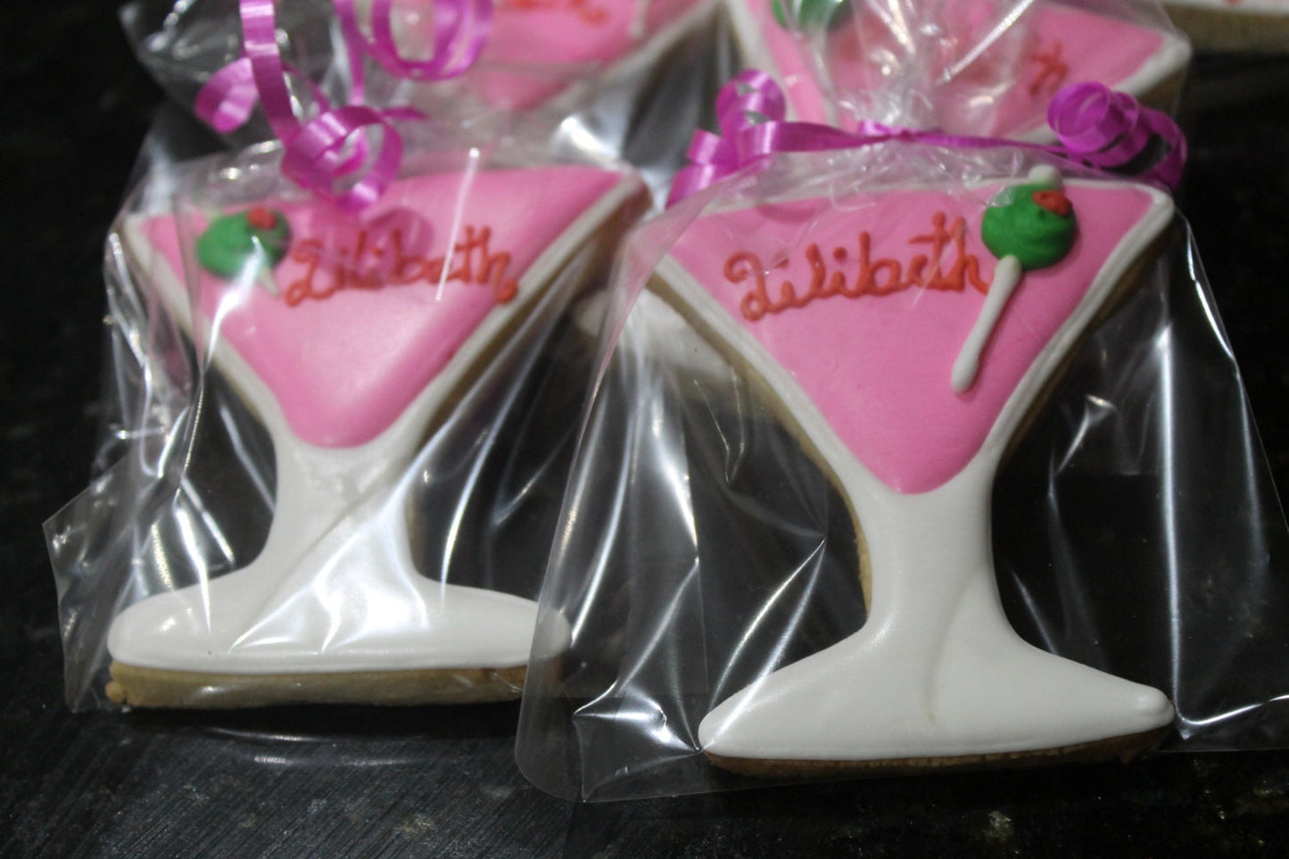 Martini glass cookies personalized One Dozen (12) - Ladybug bake shop