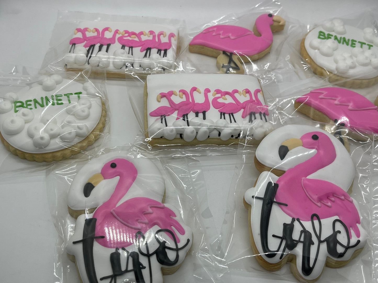flamingo Birthday cookies One Dozen (12) - Ladybug bake shop