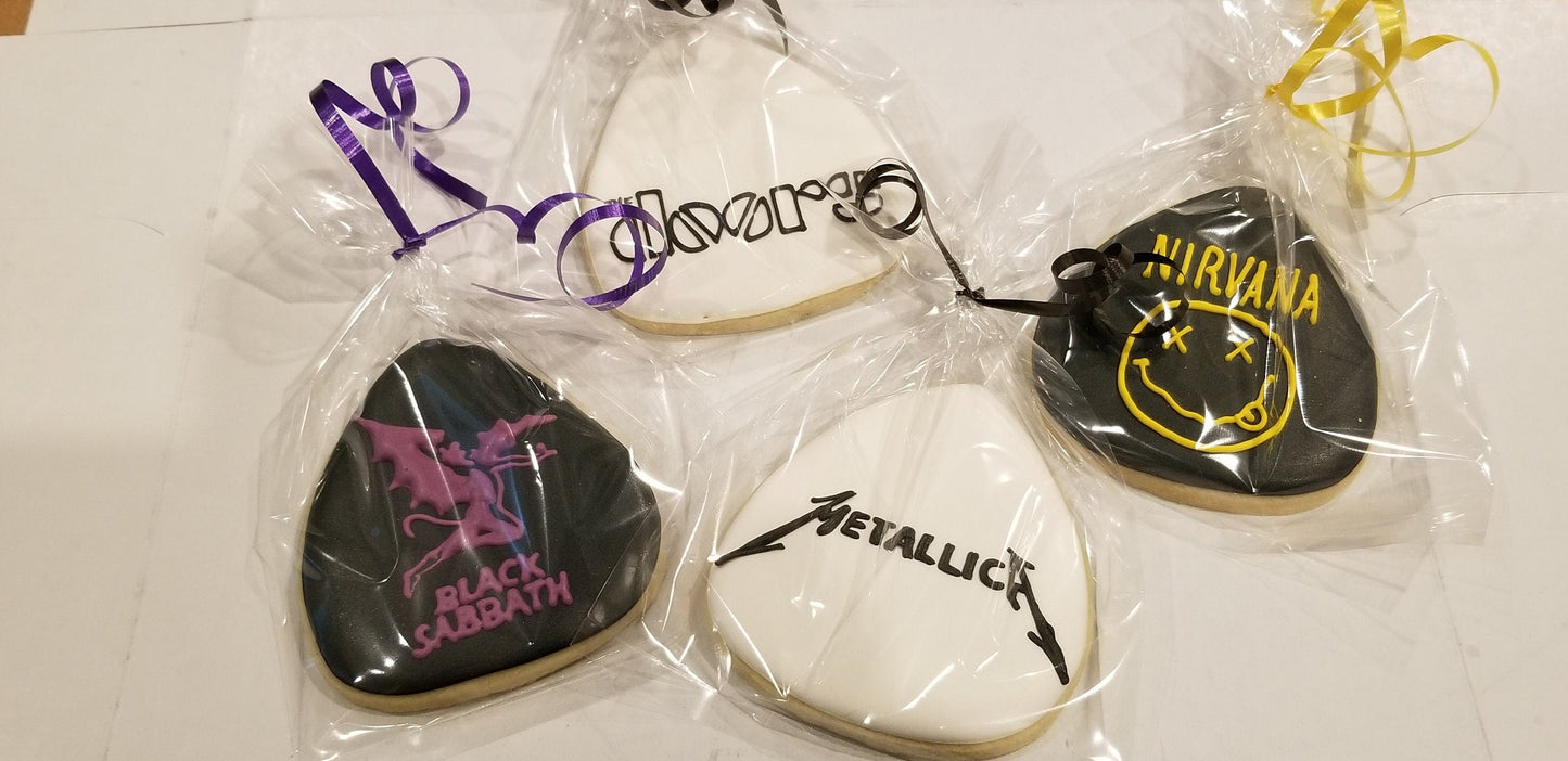 guitar pick cookies One Dozen (12) - Ladybug bake shop