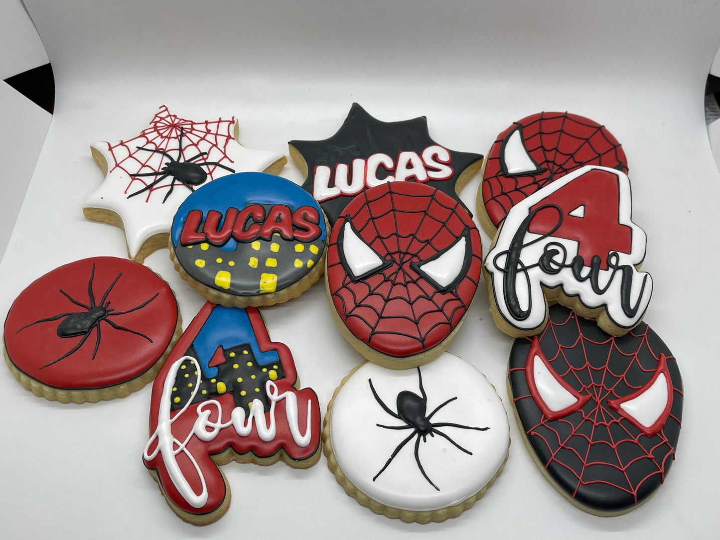 Spiderman inspired Birthday cookies One Dozen (12) - Ladybug bake shop