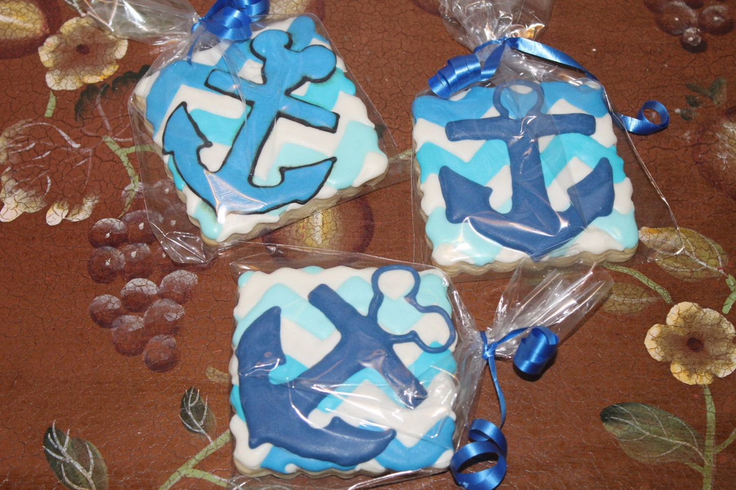 Nautical theme chevron cookies One Dozen (12) - Ladybug bake shop