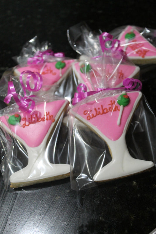 Martini glass cookies personalized One Dozen (12) - Ladybug bake shop