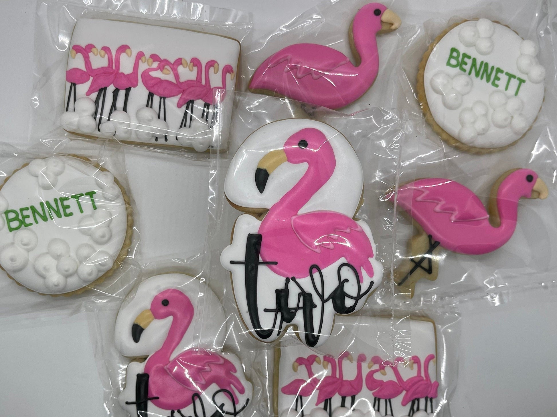 flamingo Birthday cookies  One Dozen (12) - Ladybug bake shop
