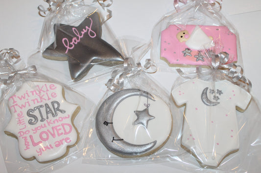 little star baby shower cookies One Dozen (12) - Ladybug bake shop