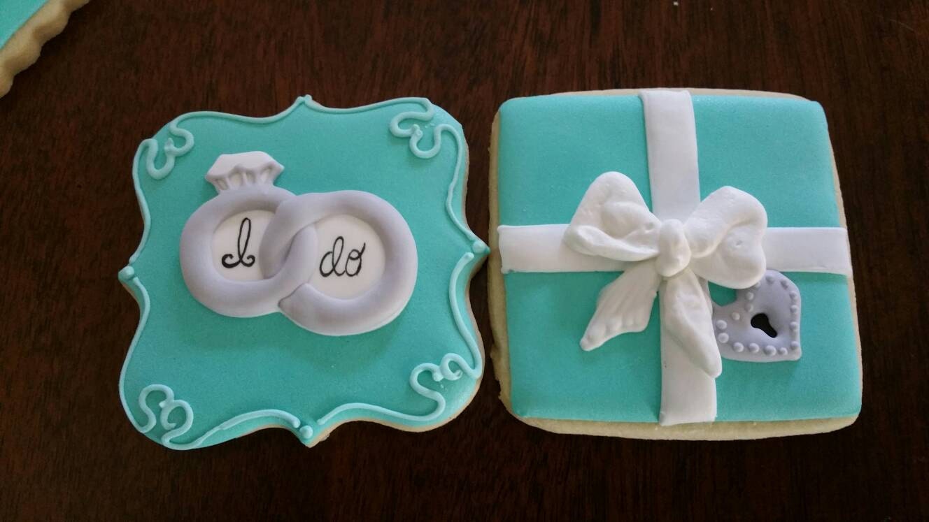 Tiffany wedding cookies One Dozen (12) - Ladybug bake shop