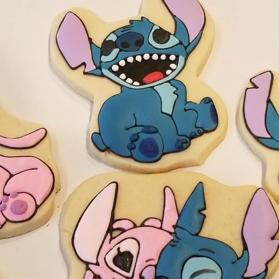 stitch and angel inspired cookies One Dozen (12) - Ladybug bake shop