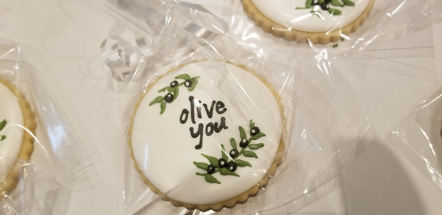 Olive you wedding cookies One Dozen (12) - Ladybug bake shop