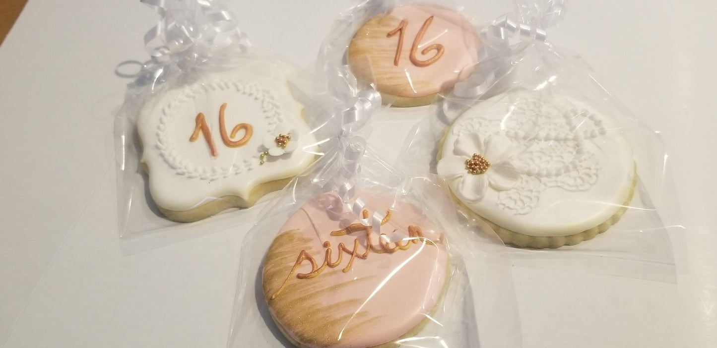 sweet 16 cookies One Dozen (12) - Ladybug bake shop