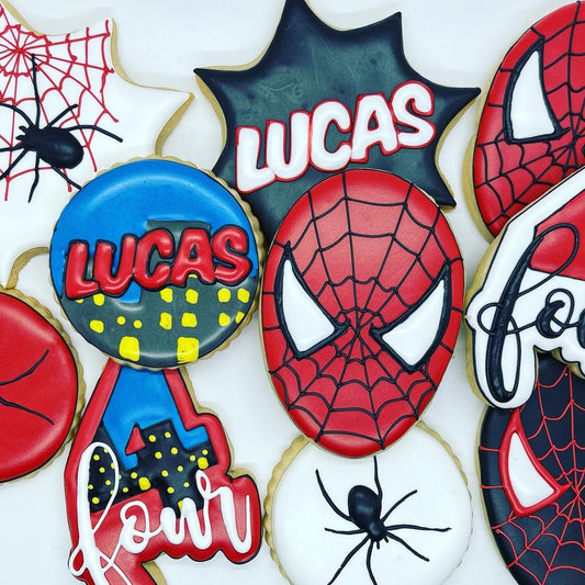 Spiderman inspired Birthday cookies One Dozen (12) - Ladybug bake shop