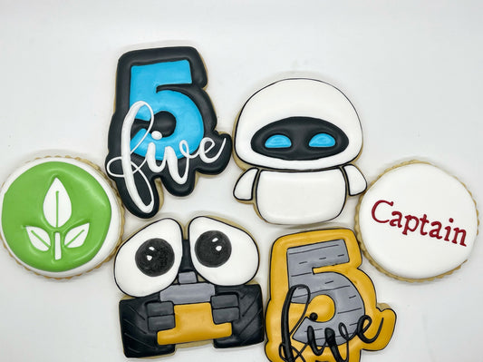 Wall-e inspired Birthday cookies One Dozen (12) - Ladybug bake shop